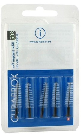 Curaden Curaprox CPS Soft Implant 508 Μεσοδόντια Βουρτσάκια Μαύρο, 5 τεμάχια
