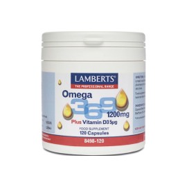Lamberts Omega 3 6 9 1200mg Συμπλήρωμα Διατροφής με Ωμέγα 3 Ιχθυέλαια και Βιταμίνη D3 120 Κάψουλες