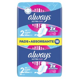 Always Ultra Day με Φτερά Long Plus Μέγεθος 2 Σερβιέτες 18 Τεμάχια