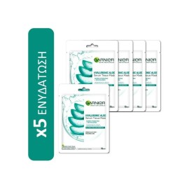 Garnier BUNDLE Hyaluronic Aloe Tissue Masks Bundle Υφασμάτινες Μάσκες Προσώπου με Αλόη και Υαλουρονικό Οξύ 5 Τεμάχια x 28gr