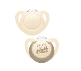 Nuk For Nature Πιπίλες Σιλικόνης για 18-36m+ με Κρίκο Χρώμα:Γκρι-Μπεζ 2 Τεμάχια