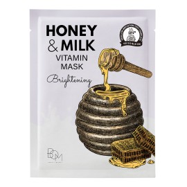 BOM Honey & Milk Vitamin Mask Brightening Υφασμάτινη Μάσκα Προσώπου για Λάμψη & Τόνωση της Επιδερμίδας 25gr