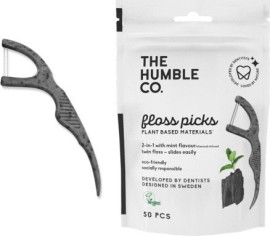 The Humble Co. Dental Floss Charcoal Picks Μεσοδόντιος Καθαριστής με Διπλό Νήμα και Οδοντογλυφίδα με Ενεργό Άνθρακα 50 Τεμάχια