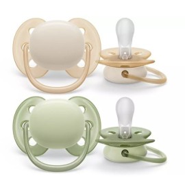Avent Philips Ultra Soft Πιπίλες Σιλικόνης για 0-6m+ Αγόρι Μπεζ - Λαδί 2 Τεμάχια [SCF091/05]