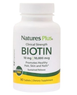 Natures Plus Biotin 10mg Συμπλήρωμα Διατροφής για την Ενίσχυση των Μαλλιών 90 Ταμπλέτες