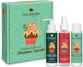 Messinian Spa PROMO XMas Box Caramel Biscuit Christmas Cupcake Shower Αφρόλουτρο Gel 100ml & Body Milk Ενυδατικό Γαλάκτωμα Σώματος 100ml & Hair & Body Mist Αρωματικό Σπρέι για Μαλλιά & Σώμα 100ml