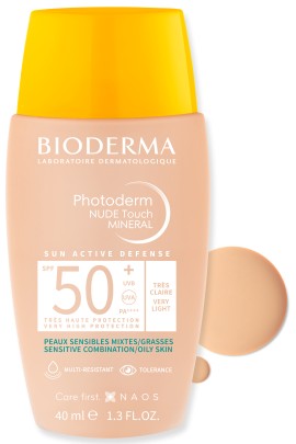 Bioderma Photoderm Nude Touch Mineral SPF50+ Claire Αντηλιακό Προσώπου με Χρώμα για το Μικτό προς Λιπαρό Δέρμα - Very Light Απόχρωση 40ml