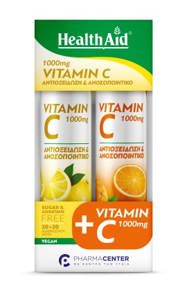 Health Aid PROMO Vitamin C 1000mg Ανοσοποιητικό Λεμόνι & Vitamin C 1000mg Αντιοξείδωση & Ανοσοποιητικό 2x20 Αναβράζοντα Δισκία
