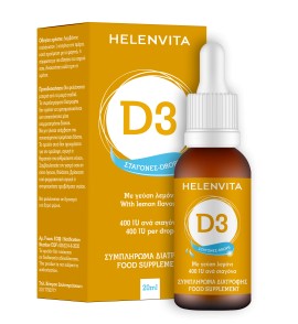 Helenvita Vitamin D3 400IU Drops Συμπλήρωμα Διατροφής Βιταμίνης D3 με Γεύση Λεμόνι σε Σταγόνες 20ml