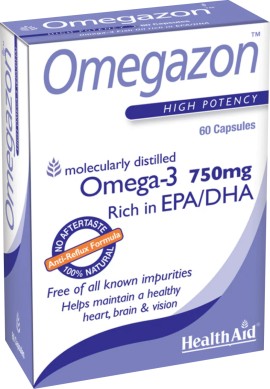 Health Aid Omegazon Συμπλήρωμα Διατροφής με Ωμέγα-3 Λιπαρά Οξέα για Καλή Λειτουργία της Καρδιάς & του Κυκλοφορικού 750mg 60 Κάψουλες