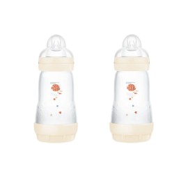 Mam PROMO Easy Start Anti Colic Baby Bottle Σετ Πλαστικά Μπιμπερό για 2m+ Εκρού με Θηλή Σιλικόνης Κατά των Κολικών 2x260ml [355SU]