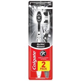 Colgate Max White Charcoal Soft Οδοντόβουρτσα Μαλακή με Άνθρακα Λευκό - Μαύρο 2 Τεμάχια