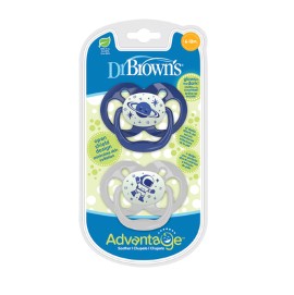 Dr Browns Advantage Πιπίλες Νυχτός 6-18m+ Σιλικόνης Αγόρι 2 Τεμάχια [PA22004-INTL]