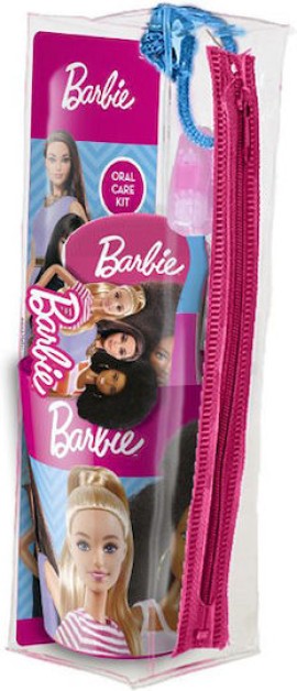 Mr. White PROMO Barbie Οδοντόβουρτσα με Καπάκι για 3 Ετών 1 Τεμάχιο & Παιδική Οδοντόκρεμα με Ήπια Γεύση Μέντα 75ml & Ποτήρι