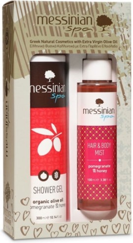 Messinian Spa PROMO Pomegranate & Honey Shower Gel Αφρόλουτρο Ρόδι - Μέλι 300ml & Hair & Body Mist για Μαλλιά & Σώμα 100ml