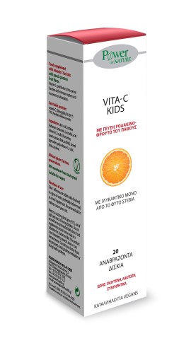 Power Health Power Of Nature Vita-C Kids Stevia Παιδικό Συμπλήρωμα Διατροφής με Βιταμίνη C με Γεύση Ροδάκινο - Φρούτο Του Πάθους 20 Αναβράζοντα Δισκία