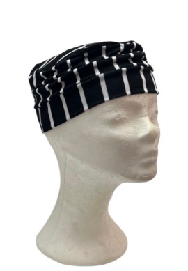 Τουρμπάν 100% Βαμβακερό Μπλε με Λουλούδια, Μαύρο Ριγέ [257]