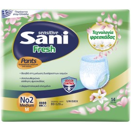 Sani Sensitive Pants Fresh Medium Νο2 Ελαστικά Εσώρουχα Ακράτειας 14 Τεμάχια