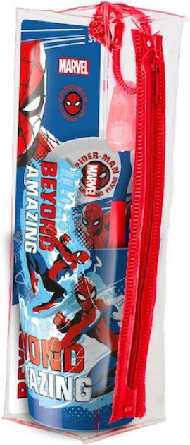 Mr. White PROMO Spider Man Οδοντόβουρτσα με Βεντούζα στη Βάση με Καπάκι για 3 Ετών 1 Τεμάχιο & Παιδική Οδοντόκρεμα με Ήπια Γεύση Μέντα 75ml & Ποτήρι