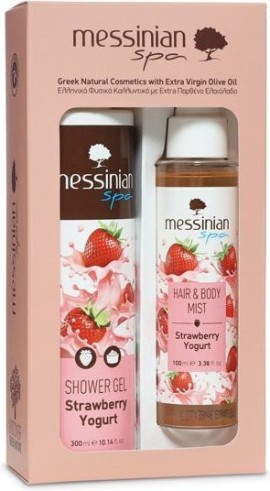 Messinian Spa PROMO Strawberry Yogurt Shower Gel Αφρόλουτρο Γιαούρτι - Φράουλα 300ml & Hair & Body Ενυδατικό Mist για Μαλλιά & Σώμα Φράουλα Γιαούρτι 100ml