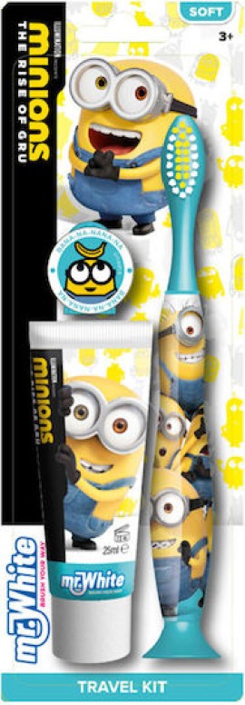 Mr.White PROMO Minions Παιδική Οδοντόκρεμα με Γεύση Μέντα για 3+ Ετών 75ml - Soft Παιδική Οδοντόβουρτσα με Μπλε Καπάκι για 3+ Ετών Μαλακή 1 Τεμάχιο