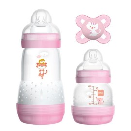 Mam PROMO Easy Start Anti-Colic Σετ Πλαστικά Μπιμπερό για 0m+ Κατά των Κολικών με Θηλή Σιλικόνης Σομόν 260ml+130ml & Πιπίλα Σιλικόνης Start Σομόν 1 Τεμάχιο [655Gc]