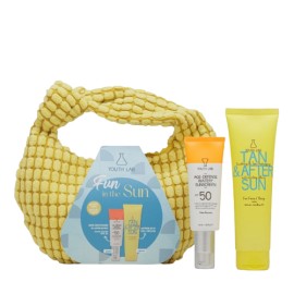 Youth Lab PROMO Fun In The Sun Set Age Defense Watery Sunscreen SPF50 Λεπτόρρευστο Αντηλιακό Προσώπου 40ml & Tan & After Sun Δροσιστικό Κρεμοτζέλ Προσώπου & Σώματος 150ml & ΔΩΡΟ Νεσεσέρ