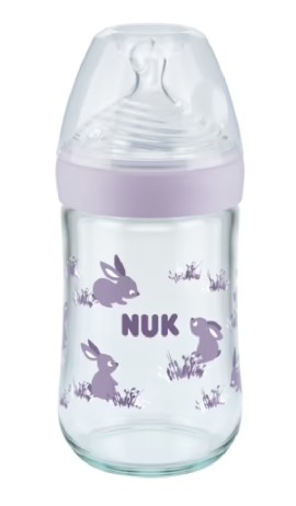 Nuk Nature Sense Even Softer Series 0m+ Λιλά Γυάλινο Μπιμπερό με Θηλή Σιλικόνης M 240ml [10.745.119]