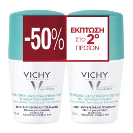 Vichy PROMO Deodorant Intensive Anti Perspirant Αποσμητικό Roll on 48ωρης Προστασίας 2x50ml [-50% στο 2ο Προϊόν]