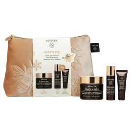 Apivita PROMO Queen Bee Κρέμα Ημέρας Απόλυτης Αντιγήρανσης - Αναγέννησης με Βασιλικό Πολτό Πλούσιας Υφής 50ml & ΔΩΡΟ Αντιγηραντικός Ορός Προσώπου 10ml & Κρέμα Ματιών 5ml & Νεσεσέρ