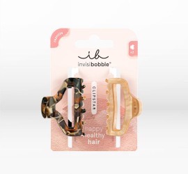 Invisibobble Clipstar M Golden Roar Κλάμερ Μεσαίου Μεγέθους Καφέ & Χρυσό 2 Τεμάχια