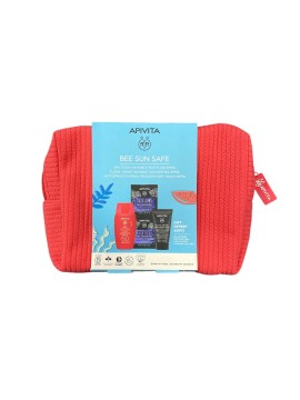 Apivita PROMO Bee Sun Safe SPF50 Invisible Face Fluid 50ml - Black Detox Cleansing Gel 50ml - Face Mask Sea Lavender 2x8ml