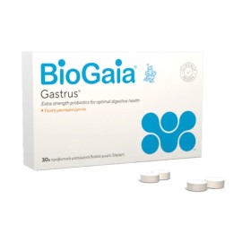 BioGaia Gastrus Συμπλήρωμα Διατροφής Προβιοτικών με Γεύση Μέντα & Μανταρίνι 30 Μασώμενες Ταμπλέτες