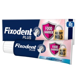 Fixodent Plus Ασπίδα Κατά των Τροφών, Στερεωτική Κρέμα για Τεχνητή Oδοντοστοιχία με Γεύση Μέντας 40g