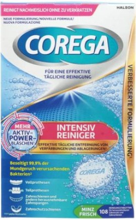Corega Tabs Intensive Cleaner Καθαριστικές Ταμπλέτες Οδοντοστοιχίας 4 σε 1, 108 Ταμπλέτες