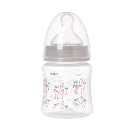 Korres Πλαστικό Μπιμπερό με Θηλή Σιλικόνης Αργής Ροής Εκρού για Βρέφη από την Γέννηση 150ml