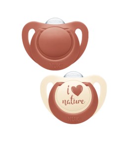 Nuk For Nature Πιπίλες Σιλικόνης για 0-6m+ με Κρίκο Χρώμα:Kόκκινο-Μπεζ 2 Τεμάχια