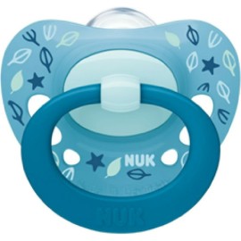 Nuk Signature Πιπίλα Σιλικόνης Γαλάζιο με Φύλλα 18-36m+ με Θήκη 1 Τεμάχιο