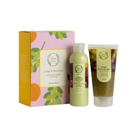 Fresh Line PROMO Grape & Nectarine Shower Scrub Σταφύλι & Νεκταρίνι 150ml & Grape & Nectarine Body Milk Ενυδατικό Γαλάκτωμα Σώματος 200ml