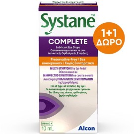Alcon PROMO Systane Complete Όλα σε Ένα Λιπαντικές Οφθαλμικές Σταγόνες Χωρίς Συντηρητικά 2x10ml [1+1 ΔΩΡΟ]