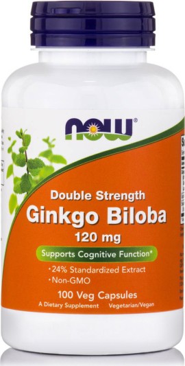 Now Foods Ginkgo Biloba 120mg (24 W/Gotu Kola & Eleuthero) Συμπλήρωμα Διατροφής Για Την Σωστή Λειτουργία του Εγκεφάλου 100 Κάψουλες