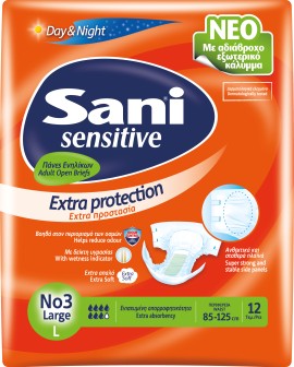 Sani Sensitive Day & Night Μέγεθος:Large No3 Πάνες Ακράτειας Ενηλίκων 12 Τεμάχια