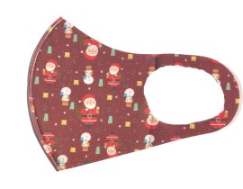 Χριστουγεννιάτικη Υφασμάτινη Μάσκα Ενηλίκων Santa Μπορντώ Classic 1 Τεμάχιο