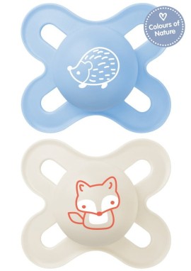 Mam Start Ορθοδοντική Πιπίλα Σιλικόνης για 0-2m & Θήκη Γαλάζιο / Μπεζ 2 Τεμάχια [125SB]