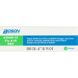 Boson Biotech Rapid Test Flu A/B RSV & Covid-19 Ρινικού, Ρινοφαρυγγικού ή Στοματοφαρυγγικού Επιχρίσματος 1 Τεμάχιο