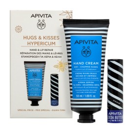 Apivita PROMO Hugs & Kisses Hypericum Κρέμα για Ξηρά Σκασμένα Χέρια με Βάλσαμο & Μελισσοκέρι 50ml & Ενυδατικό Προστατευτικό Lip Balm Χειλιών με Βούτυρο Κακάο 4.4g [ΕΙΔΙΚΗ ΤΙΜΗ]