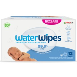 WaterWipes 100% Plastic Free Monthly Pack Άοσμα Μωρομάντηλα με 99,9% Νερό 720 Τεμάχια [12 Πακέτα x 60 Τεμάχια]