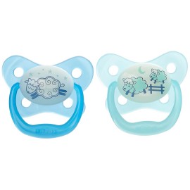 Dr. Browns Prevent Ορθοδοντικές Πιπίλες Σιλικόνης Νυκτός 0-6m+ Για Αγόρι 2 Τεμάχια [PV12006]
