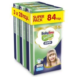 Πάνες Βρακάκι Babylino Pants Cotton Soft Unisex Super Pack No7 Extra Large Plus [15-25kg] 84 Πάνες [3 Πακέτα x 28 Τεμάχια]