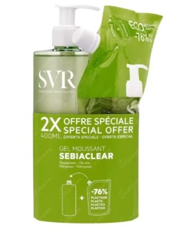 SVR PROMO Sebiaclear Gel Moussant Αφρίζον Καθαριστικό Τζελ Προσώπου για το Λιπαρό Δέρμα με Τάση Ακμής 400ml & Refill 400ml
